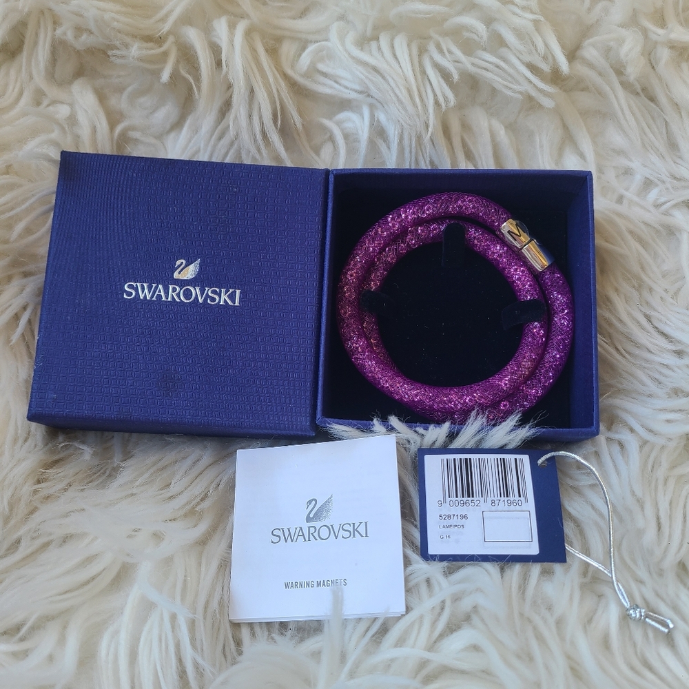 Swarovski Fuchsia Stardust Crystal Bracelet Or Necklace Size M- New In Box